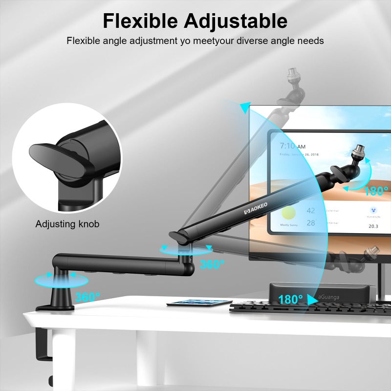 Aokeo Microphone Arm,Aokeo AK-55 Desk Low Profile Adjustable Mic Boom Arm Stand,Suitable For Blue Yeti,Snowball iCE, HyperX QuadCast,SoloCast,Elgato Wave,Etc - Image 3