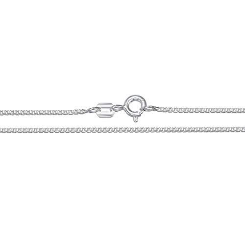 Designer Sterling Silver DSS 925 Sterling Silver Necklace for Women, Box Chain 1mm, Lobster Claw Clasps, Sterling Silver Chain, Italian Jewelry for Women, 18in - Image 1