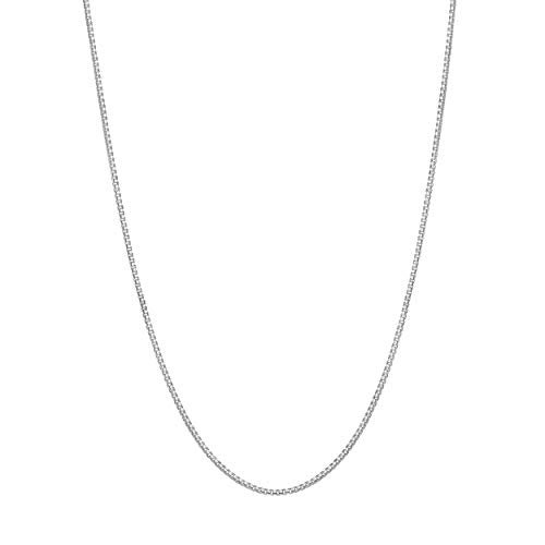 Designer Sterling Silver DSS 925 Sterling Silver Necklace for Women, Box Chain 1mm, Lobster Claw Clasps, Sterling Silver Chain, Italian Jewelry for Women, 18in - Image 2