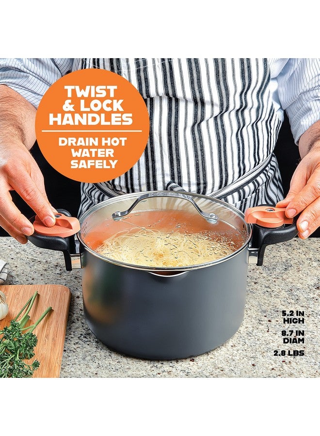 GOTHAM STEEL 5 Qt Ceramic Stock Pot Multipurpose Pasta Pot with Strainer Lid & Twist and Lock Handles, Nonstick Ceramic for Soup, Spaghetti, Rice, Pots for Kitchen, Dishwasher Safe - Copper - Image 4