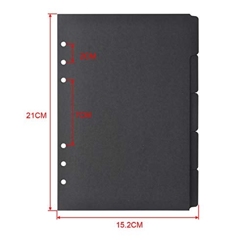 Bluecell World Bluecell 3 Sets Black Color Paper Divider Index Page Tab Cards for 6-Holes Ring Binders Notebooks Travel Diary Journal Planner (A5 Black) - Image 2