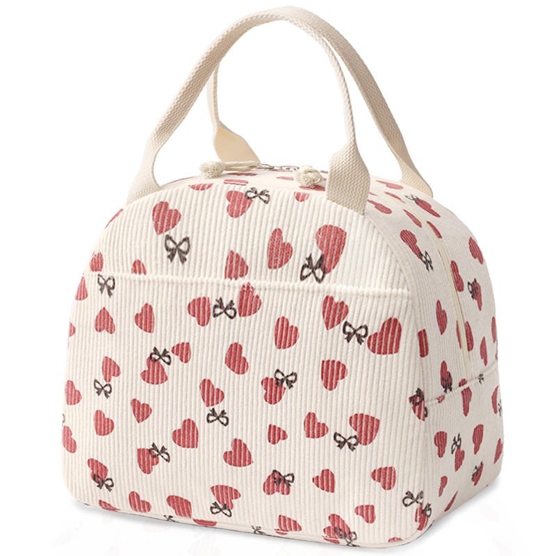 Baglemon Lunch Bag for Women Men Cute Corduroy Lunch Tote Bags Reusable Insulated Lunch Box Large Capacity Reusable Insulated Cooler for Work/Picnic/Travel - Image 1