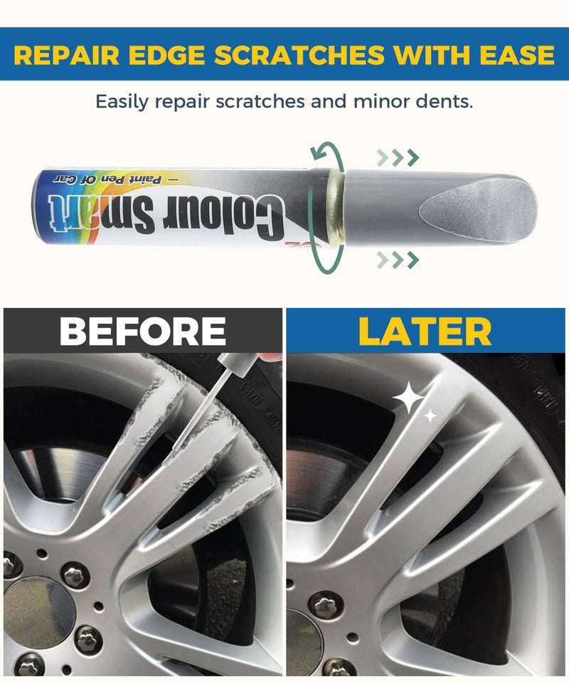 UBOG Touch Up Paint for Cars,Rim Paint,Car Accessories Wheel Paint,Auto Touch Up Paint,Car Scratch Remover Pen,Rim Scratch Repair,Car Paint Automotive Paint,Rim Paint for Car Wheel Repair (Silver) - Image 2