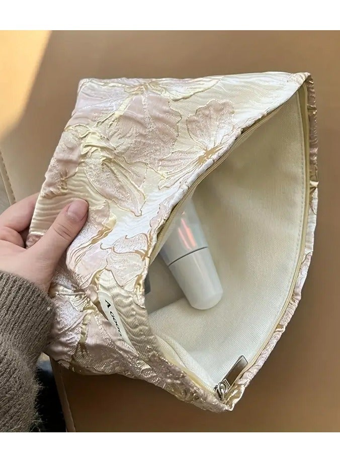 A GOGO ORIGINAL حقيبة مكياج مزخرفة بالزهور 1 قطعة، حقيبة تجميل بسحاب للسفر، منظم مستحضرات التجميل هدية للنساء - هدايا عيد الأم - Image 5