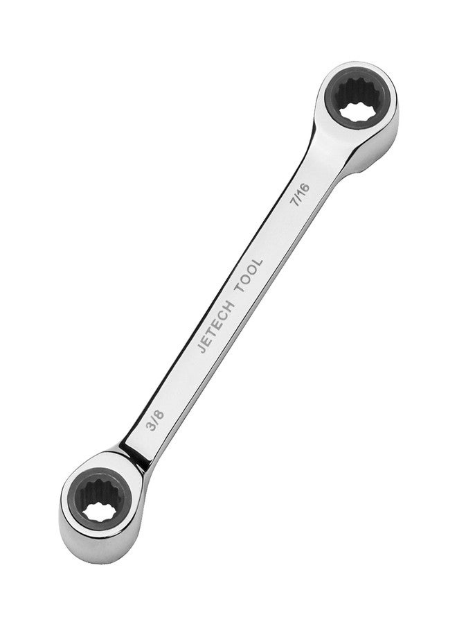 Jetech 3/8 Inch x 7/16 Inch Single Double Box End Ratcheting Wrench - Metric 72 Tooth Ratchet Gear Spanner Tools CR-V Heavy Duty Gear Spanner for Repairs - Image 2
