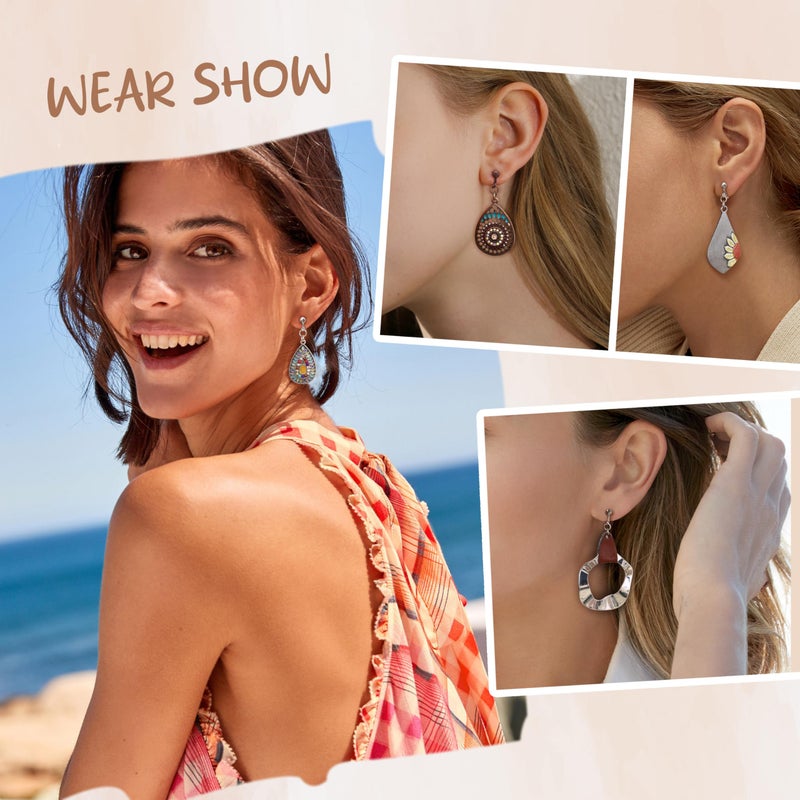 Thunaraz Clip on Dangle Earrings for Women - Bohemian Trendy Clip on Earrings Lightweight Comfortable Earrings Hypoallergenic Drop Clip ons for Non-pierced Ears Sunflower Teardrop Earrings - Image 4