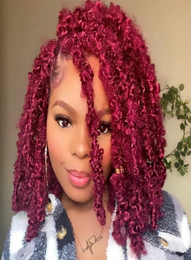 Leeven 12 Inch Pre-twisted Butterfly Locs - 6 Packs Burgundy Bob Distressed Butterfly Twist Locs Crochet Hair - Pre-looped Messy Distressed Faux Locks for Women - Image 1