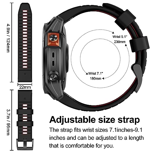 MYSNBKN Compatible with Fenix 7 Band,22mm Easy-fit Silicone Watch Strap Wristbands Replacement for Garmin Fenix 5/Fenix 5 Plus/Fenix 6/Fenix 6 Pro/Fenix 7 Pro/Forerunner 935/Forerunner945/Approach S60 - Image 5