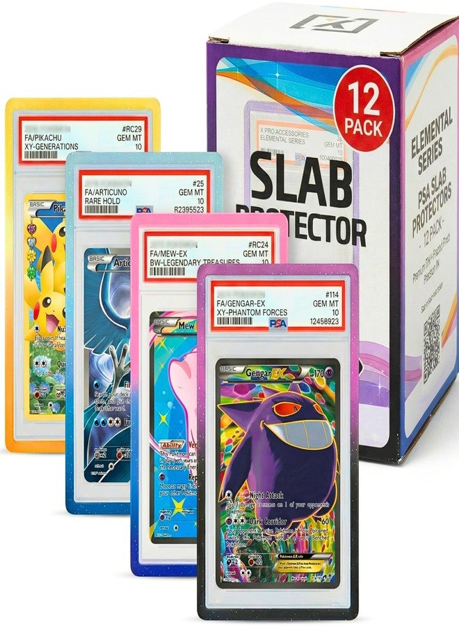 HOMEXPRO X PRO PSA Slab Protector - 12 Pack PSA Slab Guards - 4 Elemental Gradient Colors Included - Durable TPU Bumper Guards - Stackable & Secure Graded Card Guard - Image 1