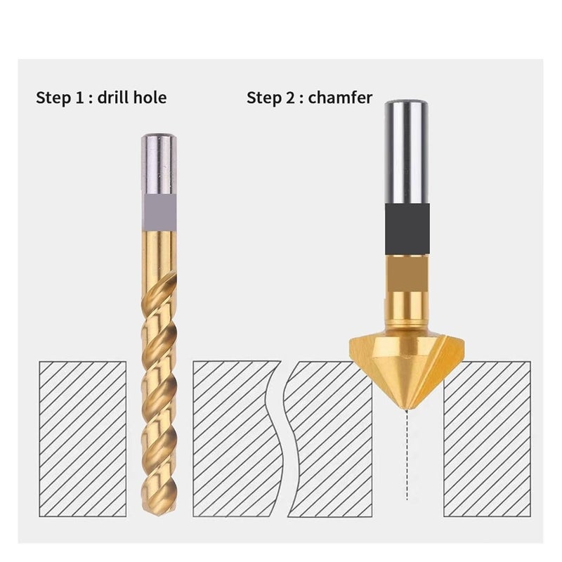 90 Degree 3 Flute Chamfer Cutter 25MM Round Uncoated High Speed Steel Countersink Drill - Image 4