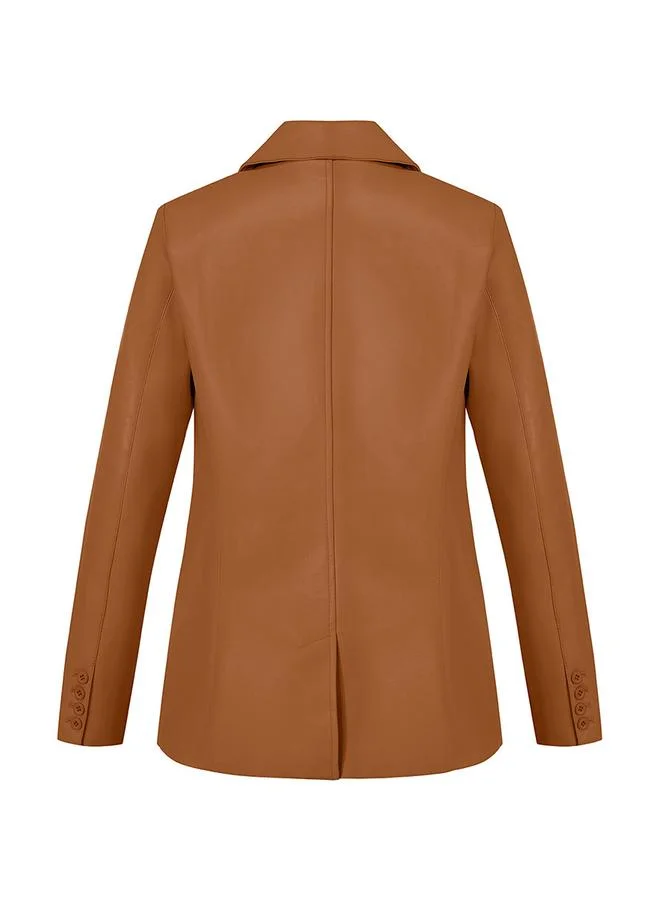 Take Two Faux Leather Buttoned Jacket