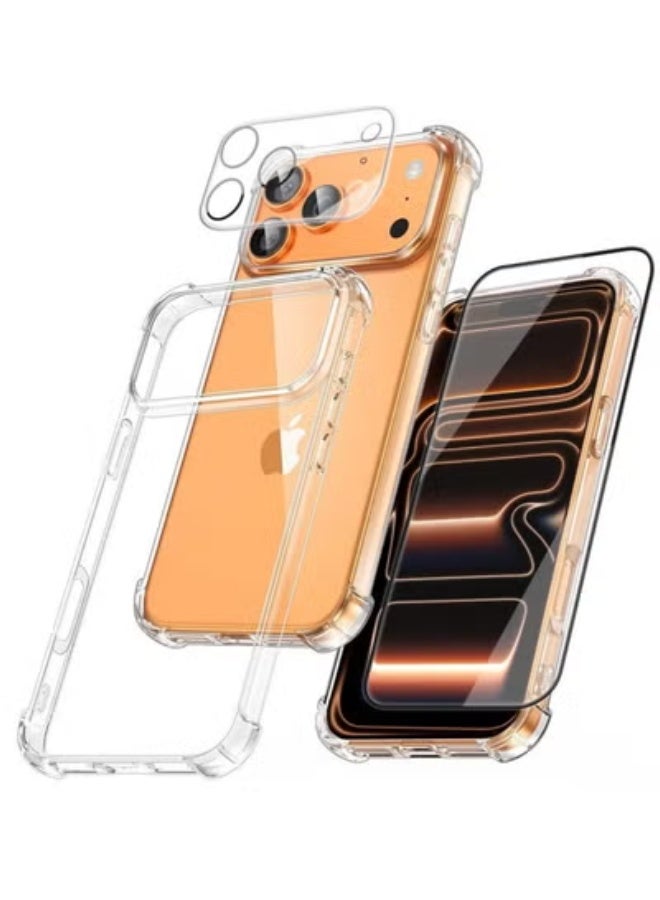جاجيك iPhone 17 Pro Clear Case with Screen & Camera Lens Protector | Anti-Yellowing Slim Shockproof Transparent Cover | Full Body Protection Set for Apple iPhone 17 Pro (6.3-Inch) - Image 1