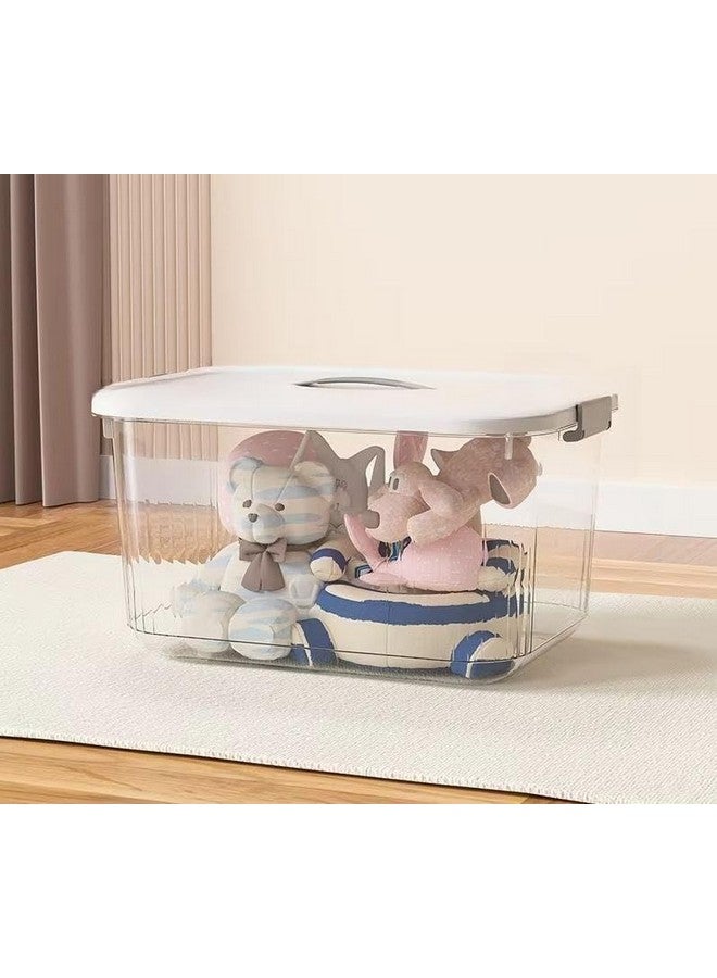 GRACIOUS MART GRACIOUS MART Large Transparent Storage Box with Lockable Airtight Lid, Scratch-Resistant Plastic Bin with Wheels for Home Organization and Storage (25cm x 34cm x 18cm)  - Image 1