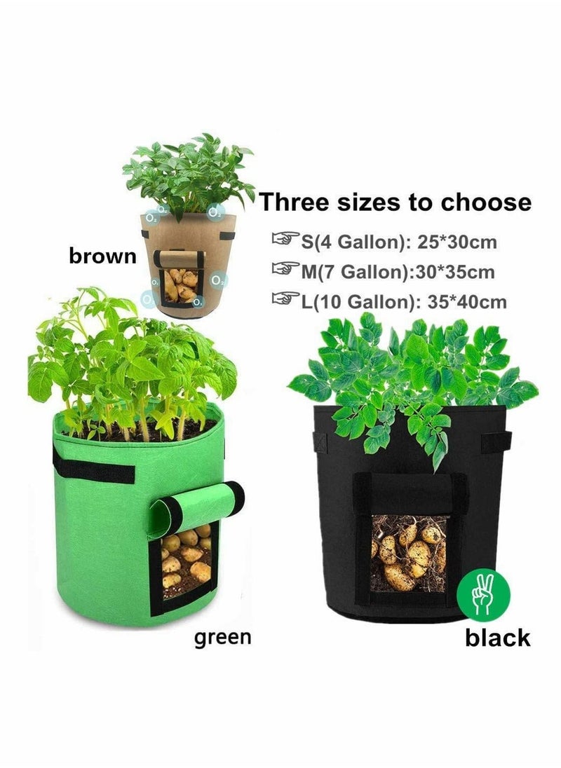Excefore - Potato Grow Bag, Gardening Plant Growing Bags Tomato Carrot Vegetable Planter Container with Window Handles & Flap Bottom Holes Garden Growing for Optimum Root Growth, 3 Pack (10 Gallon) - Image 1