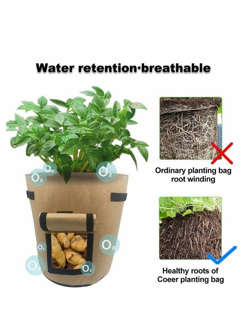 Excefore - Potato Grow Bag, Gardening Plant Growing Bags Tomato Carrot Vegetable Planter Container with Window Handles & Flap Bottom Holes Garden Growing for Optimum Root Growth, 3 Pack (10 Gallon) - Image 1