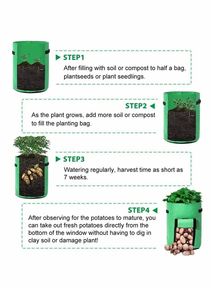 Excefore - Potato Grow Bag, Gardening Plant Growing Bags Tomato Carrot Vegetable Planter Container with Window Handles & Flap Bottom Holes Garden Growing for Optimum Root Growth, 3 Pack (10 Gallon) - Image 1