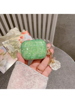 Suitable For AirPods 4 Headset Protective Cover Cartoon Shell Pattern For Apple1/2/3 Generation Pro2 Bluetooth Pendant Bracelet-Color:Shell Pattern Shell Pendant-green Leopard-Model:Airpods 4 (protective Case)