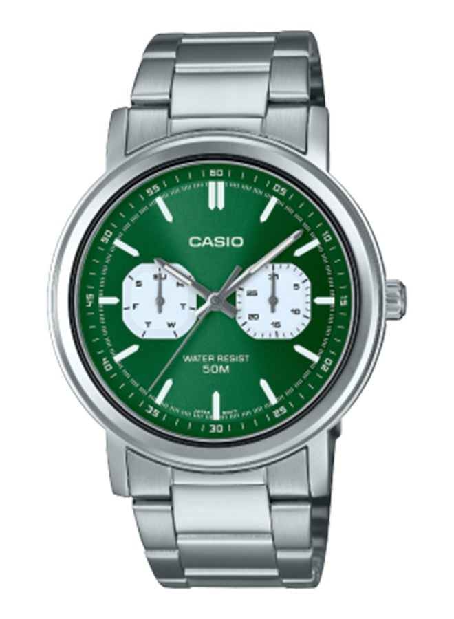 CASIO Men's Analog Round Shape Resin Wrist Watch - MTP-E335D-3EVDF - 41 Mm