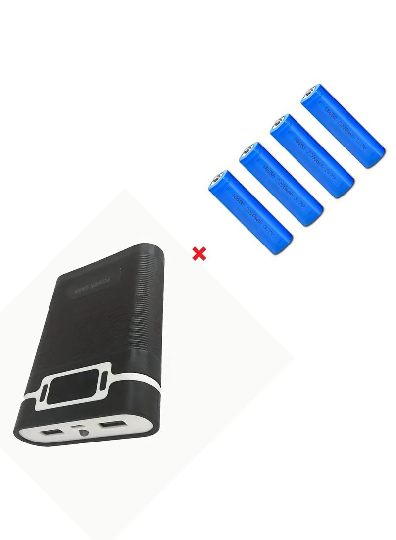 هاويل بنك طاقة ومحطة شحن 10000 ملي امبير, باور بنك يعمل ب4 بطاريات 18650 بقوة 2200 مل أمبير ( متضمنة ) مزود بلمبة إضاءة ومخرجين شحن 2 أمبير + 1 أمبير - اسود - Image 2