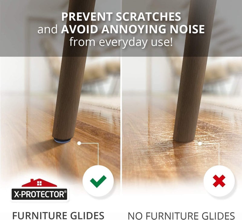 X-Protector Chair Glides – 1" Furniture Glides 40 pcs – Grey Nail-on Chair Sliders – Premium Chair Leg Floor Protectors – Slide Effortlessly with Chair Leg Pads That Protect Your Floor! - Image 4