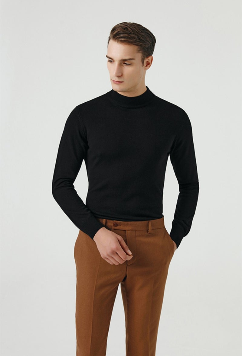 D'S DAMAT Regular Fit Black Cotton Blend Half Turtleneck Knit Sweater 5HF06ORT16275  - Image 3