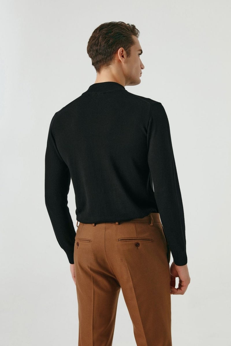 D'S DAMAT Regular Fit Black Cotton Blend Half Turtleneck Knit Sweater 5HF06ORT16275  - Image 4