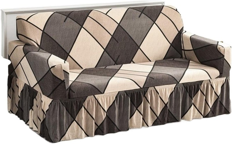 Couch Cover with Skirt Hemline Skirt Sofa Covers for Living Room Elastic All-Inclusive Couch Cover Sectional Furniture Slipcovers(Color 13,1pc 1-Seat 90-140cm) - Image 1