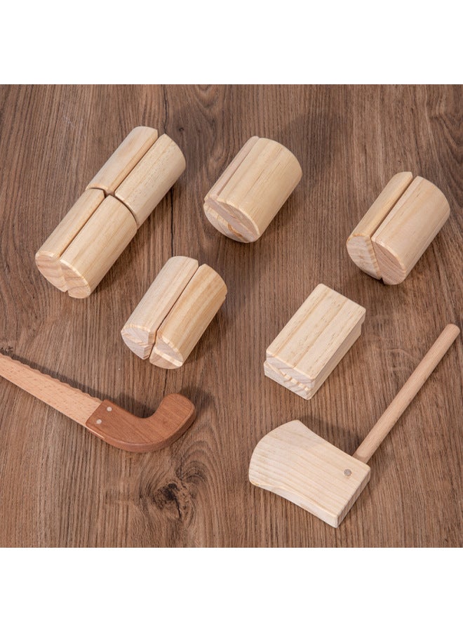 Children's Simulation Wood-splitting Game Early Education Baby's Simulation Wood-cutting Wooden Play House-to-House Watch Velcro Toy-Color:Chopping Wood Game  - Image 3