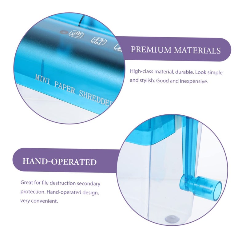 Desktop Hand Crank Paper Shredder Compact Manual For Bills Receipts Documents Home Office - Image 3