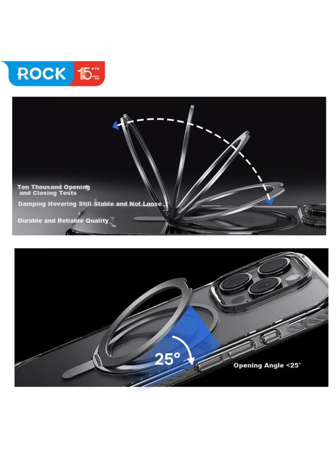 Rock Apple 16 Promax Phone Case Iphone 16 Promax Protective Cover Magsafe Magnetic Rotating Stand Anti-Drop Full Coverage Transparent Slim Minimalist Unisex Style - Image 5