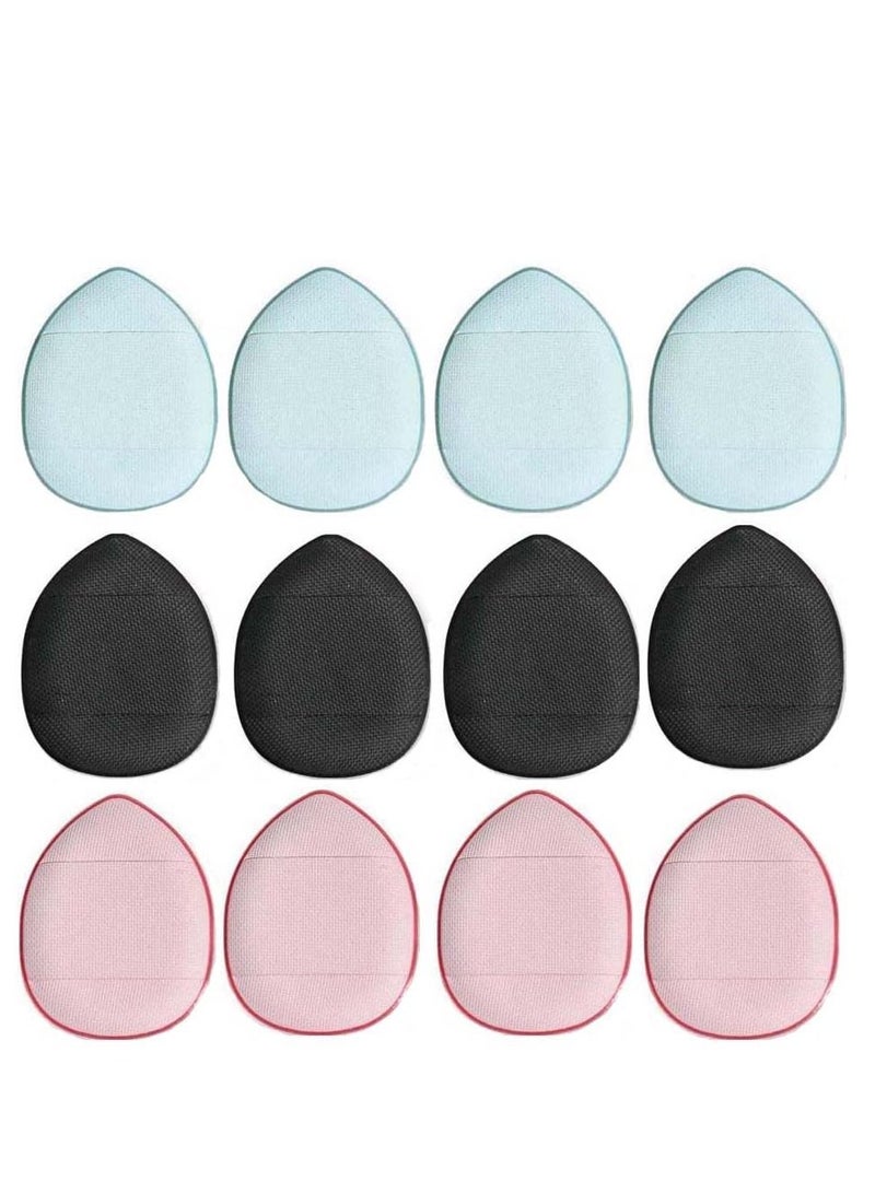 SYOSI 12 Pieces Mini Makeup Puff, Wet and Dry Foundation Cotton Pad Makeup Accessories for Girls and Women (Black, Pink, Blue) - Image 1