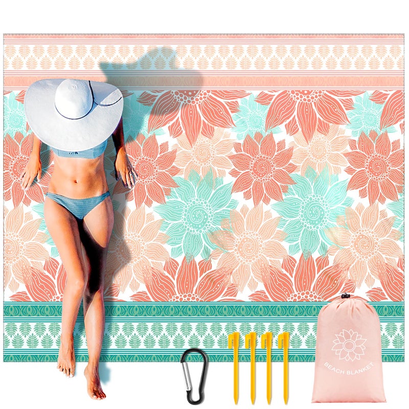 HIHOHO Beach Blanket Waterproof Sandproof Extra Large Beach Mat 79" X 83"/120"x108"for 1-8 Adults Quick Drying Durable Outdoor Picnic Mat for Beach Travel Camping Hiking - Image 1