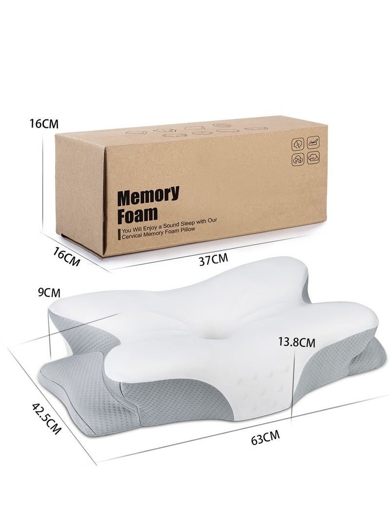 Organized Home Cervical Neck Pillow - Memory Foam Pillow for Neck Support and Pain Relief Ergonomic Contour Pillow for Side Back and Stomach Sleepers Soft and Cooling Ice Silk Washable Pillowcase - Image 4