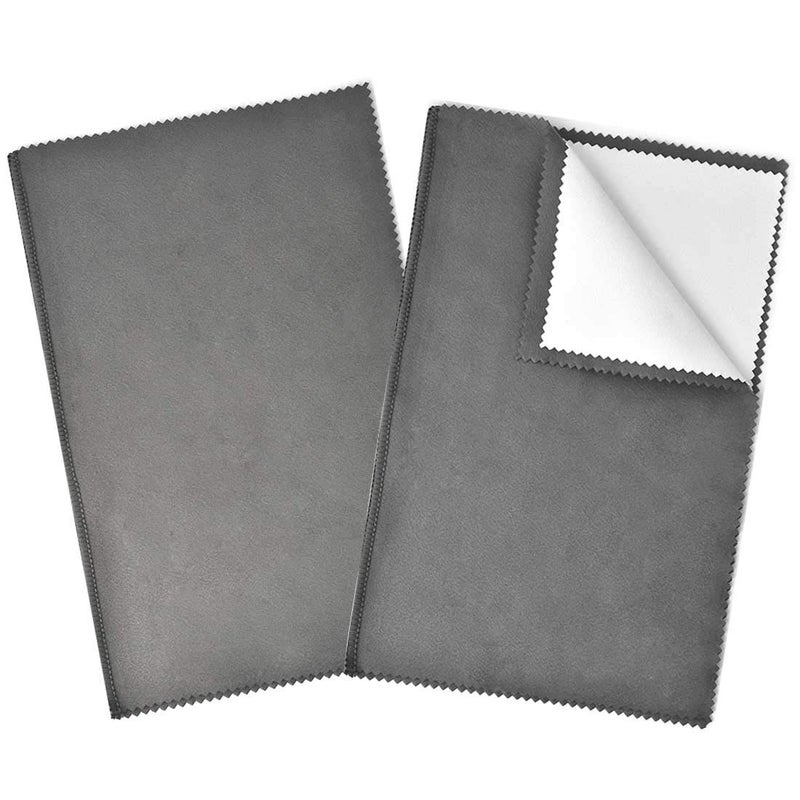 SEVENWELL 2pcs Jewelry Polishing Cleaning Cloth Large 10'' x 12'' for Sterling Silver Jewelry Gold, Diamond, Platinum, Precious Stones, Coins (Gray) - Image 1