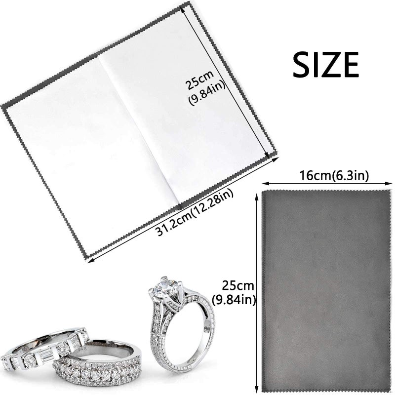 SEVENWELL 2pcs Jewelry Polishing Cleaning Cloth Large 10'' x 12'' for Sterling Silver Jewelry Gold, Diamond, Platinum, Precious Stones, Coins (Gray) - Image 4