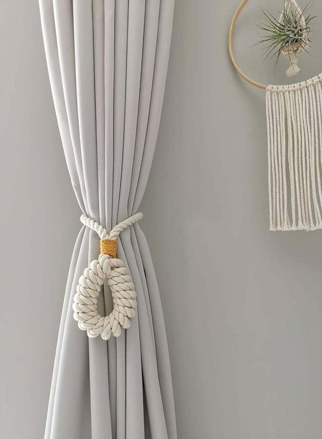 Antikiano Curtain Tiebacks Macrame Holdbacks, 2pcs Cream-Colored Bohemian Home Decoration Vintage - Image 2
