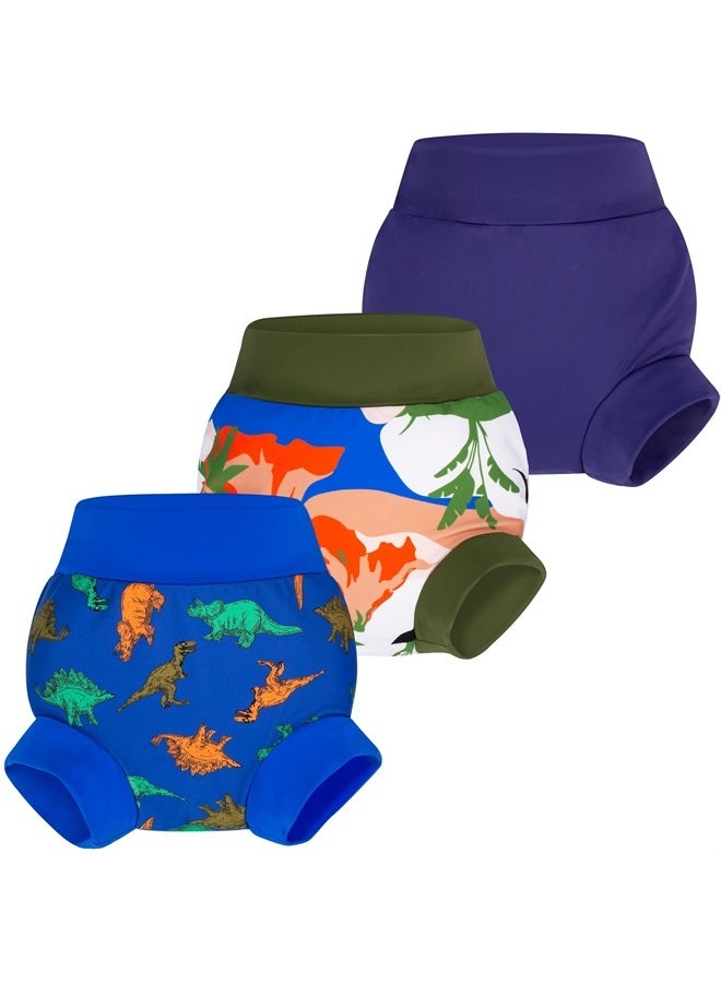 BIG ELEPHANT Baby Swim Diapers 3pcs, Reusable Adjustable Washable Waterproof Swimming Diaper for Boy's and Girl's, 2T - Image 1