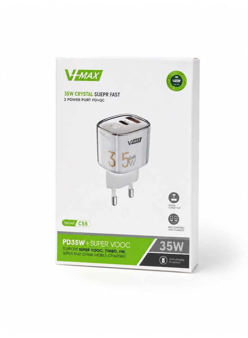 Vmax V-Max 35W crystal fast wall charger, model C55 - Image 1