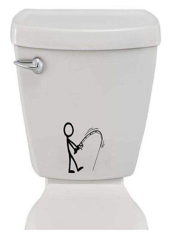 Epic Designs Bathroom Toilet Sticker Decal - Stick Figure Fishing - Funny Fun Home Decor - Image 1