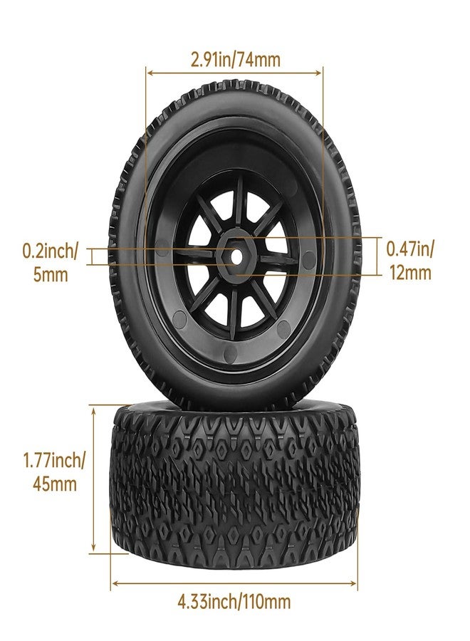 Hobbyfire Pre-Glued 12mm Hex RC Wheel Rim & Tires Set for 1/10 RC Short Course Truck Traxxas Slash 2WD 4x4 HPI Tamiya Losi SCT Redcat Blackout SC, 4PCS (Style B) - Image 3