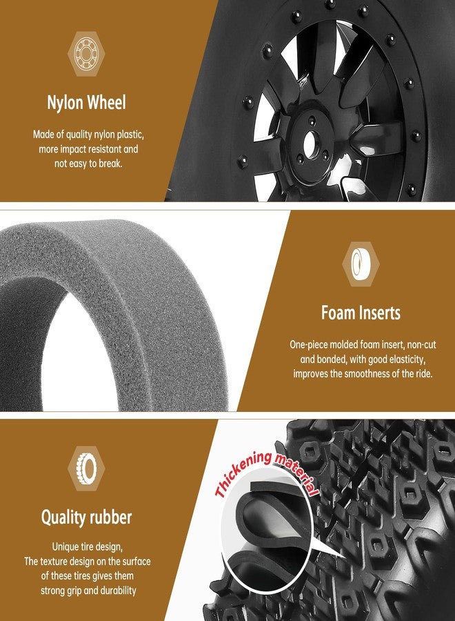 Hobbyfire Pre-Glued 12mm Hex RC Wheel Rim & Tires Set for 1/10 RC Short Course Truck Traxxas Slash 2WD 4x4 HPI Tamiya Losi SCT Redcat Blackout SC, 4PCS (Style B) - Image 2
