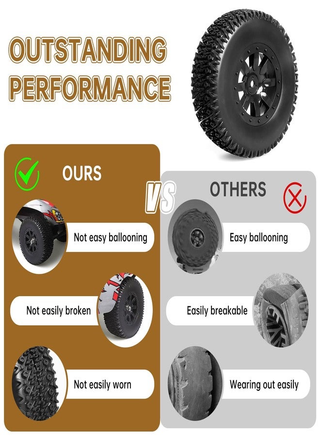 Hobbyfire Pre-Glued 12mm Hex RC Wheel Rim & Tires Set for 1/10 RC Short Course Truck Traxxas Slash 2WD 4x4 HPI Tamiya Losi SCT Redcat Blackout SC, 4PCS (Style B) - Image 4