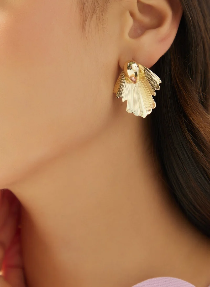 Ginger Chunky Asymmetical Gold Earrings