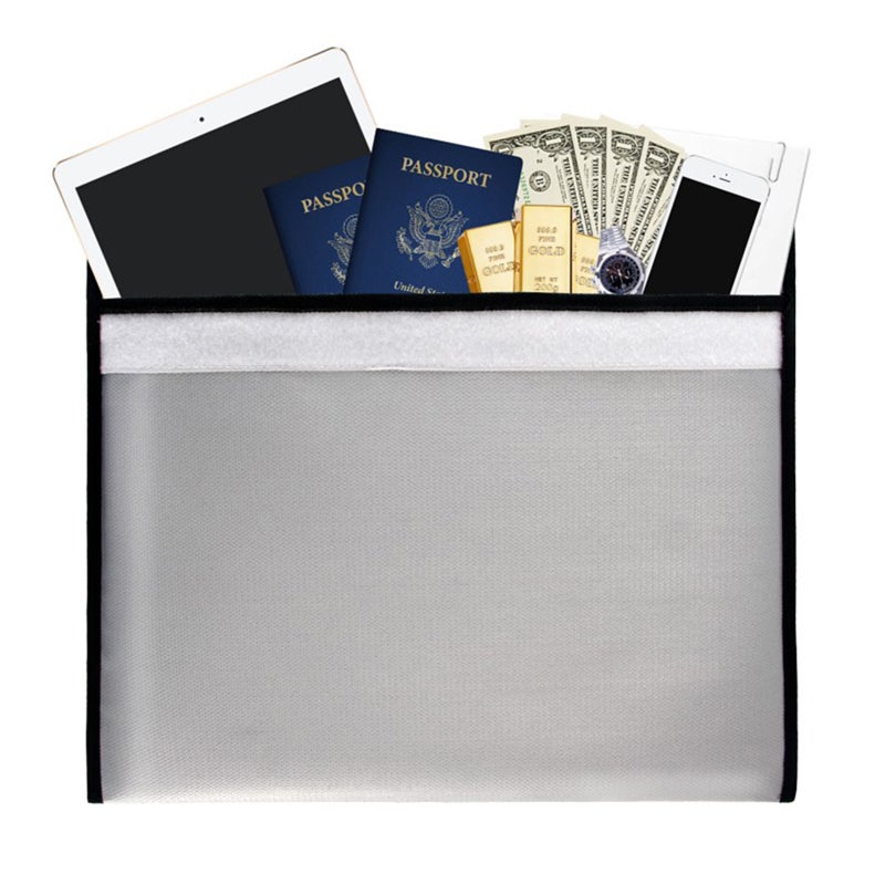 Fireproof Waterproof Document Bag: Silver Silicone Fire Seam Wrapping - 1292℉ Heat Resistant Large Capacity Portable Safe Protection Bag for Home Office Travel Valuables Storage - Image 2