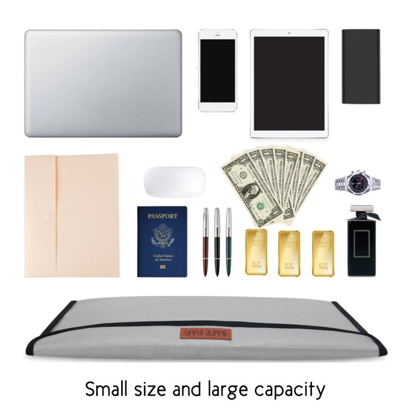 Fireproof Waterproof Document Bag: Silver Silicone Fire Seam Wrapping - 1292℉ Heat Resistant Large Capacity Portable Safe Protection Bag for Home Office Travel Valuables Storage - Image 4
