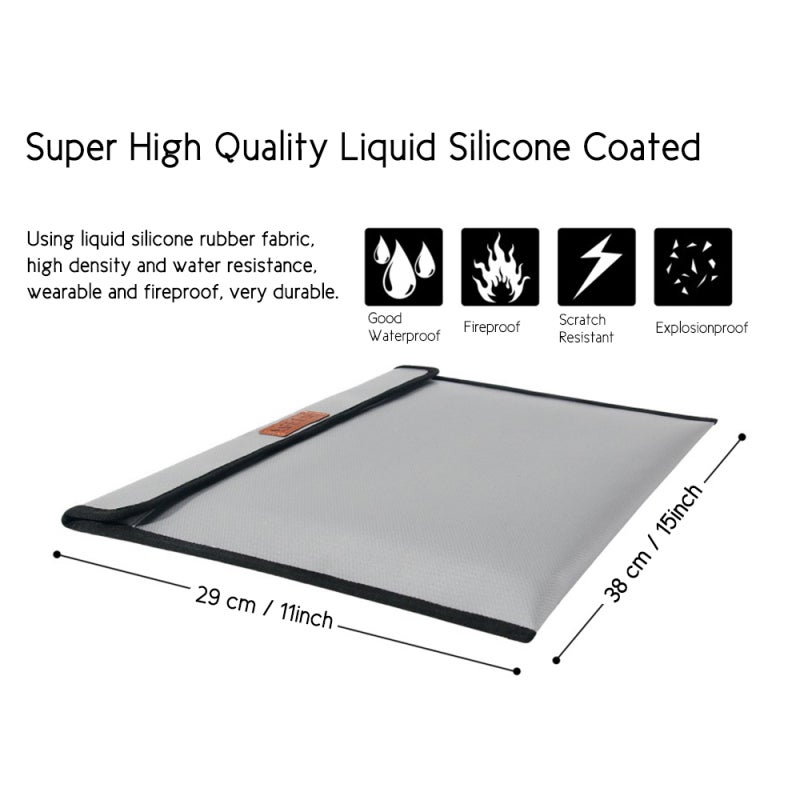 Fireproof Waterproof Document Bag: Silver Silicone Fire Seam Wrapping - 1292℉ Heat Resistant Large Capacity Portable Safe Protection Bag for Home Office Travel Valuables Storage - Image 5