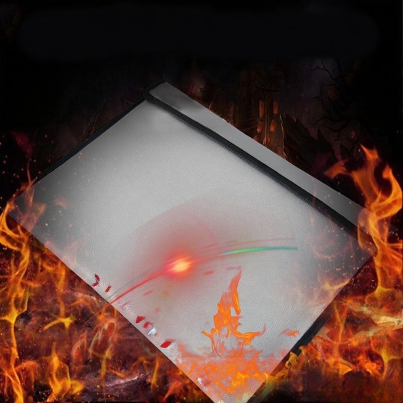 Fireproof Waterproof Document Bag: Silver Silicone Fire Seam Wrapping - 1292℉ Heat Resistant Large Capacity Portable Safe Protection Bag for Home Office Travel Valuables Storage - Image 1