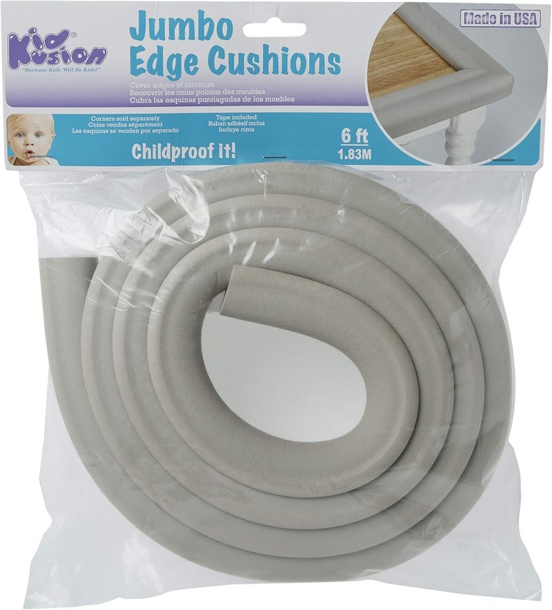 KidKusion Jumbo Edge Cushion  6Ft  Taupe  Made in USA  Child Safety Edge Guard Babyproof Furniture Bumper - Image 4