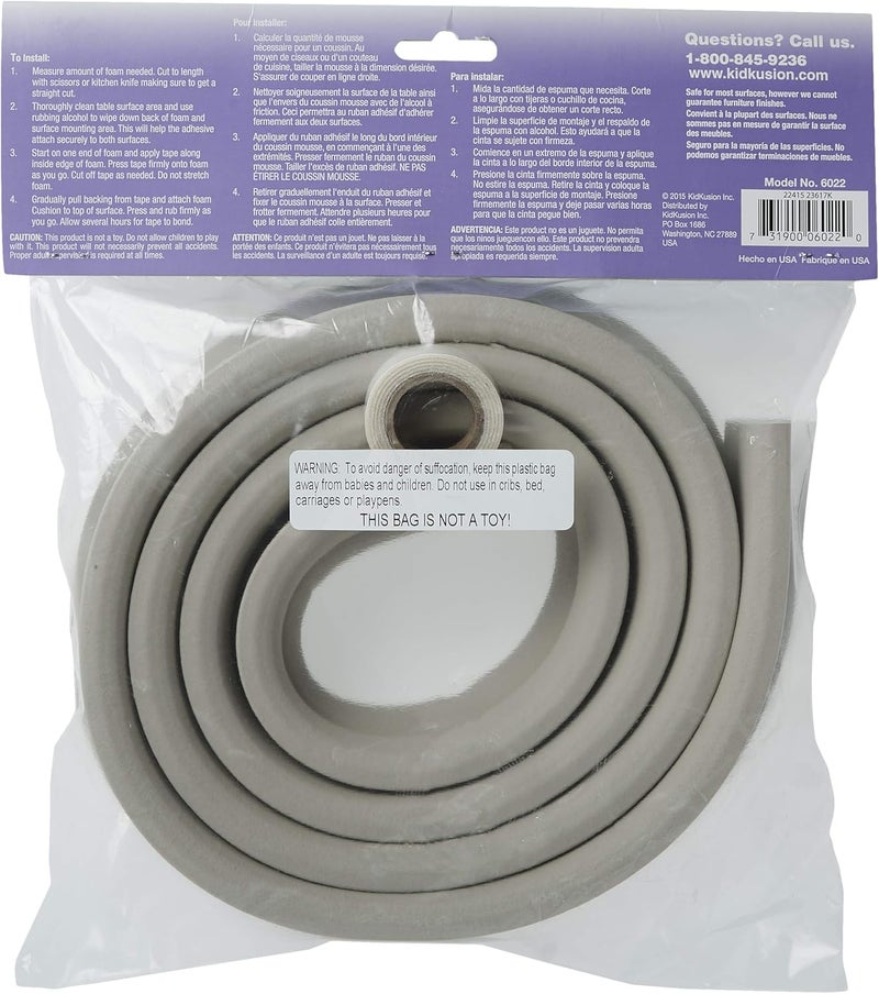 KidKusion Jumbo Edge Cushion  6Ft  Taupe  Made in USA  Child Safety Edge Guard Babyproof Furniture Bumper - Image 5