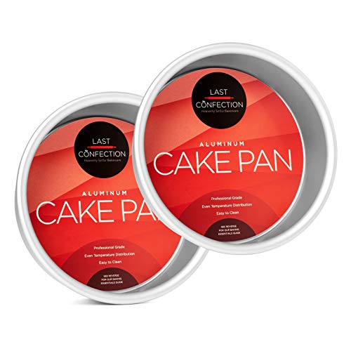 Last Confection 6 x 2 Inch Round Cake Pans, Set of 2 Anodized Aluminum Cake Pans Baking Tins - Image 1